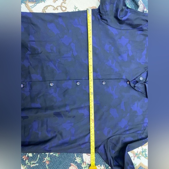 Jared Lang Slim Fit Long Sleeve Shirt Men’s Floral Medium Blue Black Button Down - Picture 6 of 15